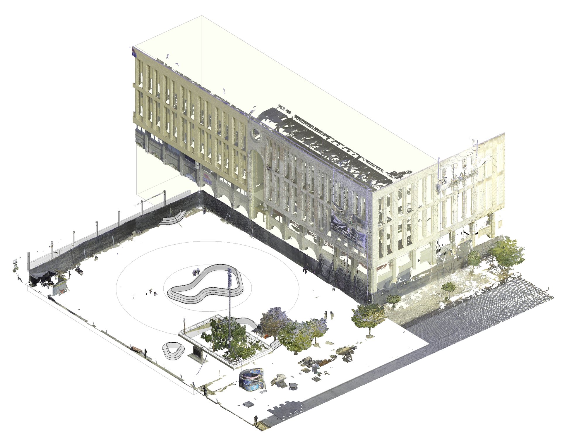 Isométrico de nube de puntos del proyecto Plaza Tapatía